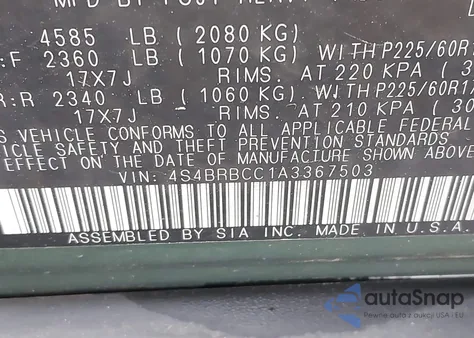 2010 Subaru Outback 2.5I Premium z USA, uszkodzony, nr VIN 4S4BRBCC1A3367503